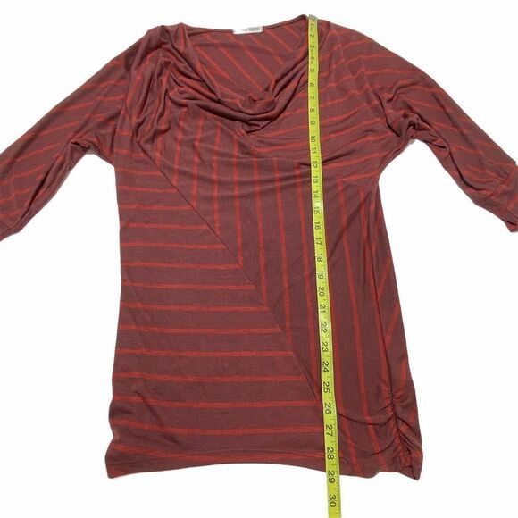 MAI Tai Red Striped Cowl Neck 3/4 Sleeve Top Small - Picture 6 of 9